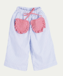 PANTALON LONG- SKY BLUE STRIPES AND RED VICHY