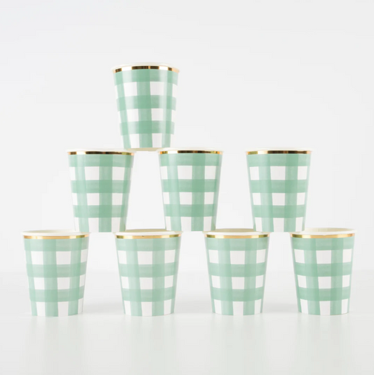 VASOS CUADROS VERDES GINGHAN