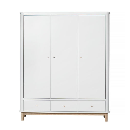 Armario 3P blanco Wood, blanco/roble