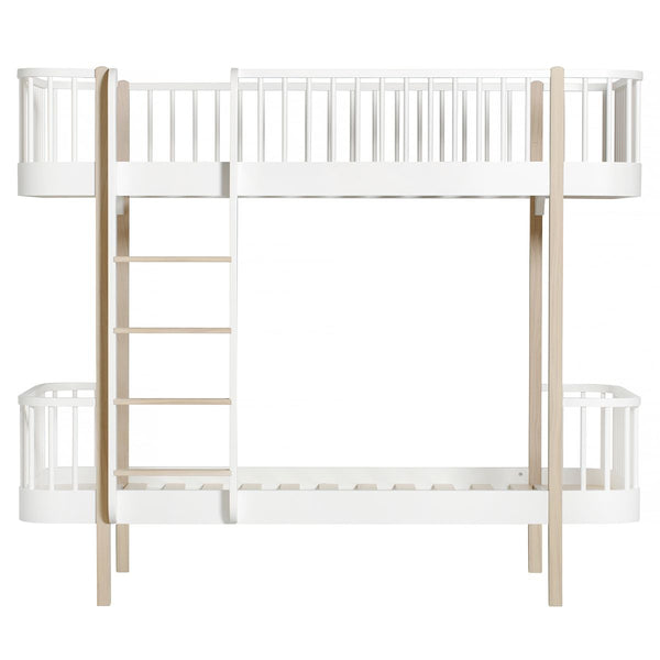 Litera (bunk) Wood, 90x200 cm, blanca /roble