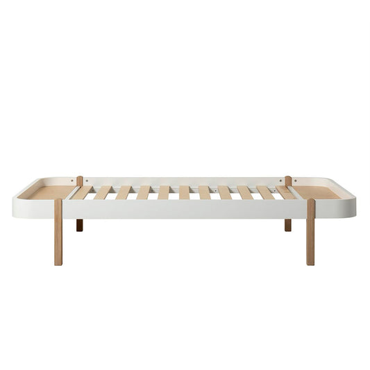 Cama Lounger Wood 120, blanca /roble