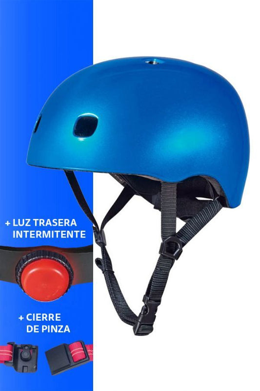 CASCO AZUL LUZ LED TALLA S