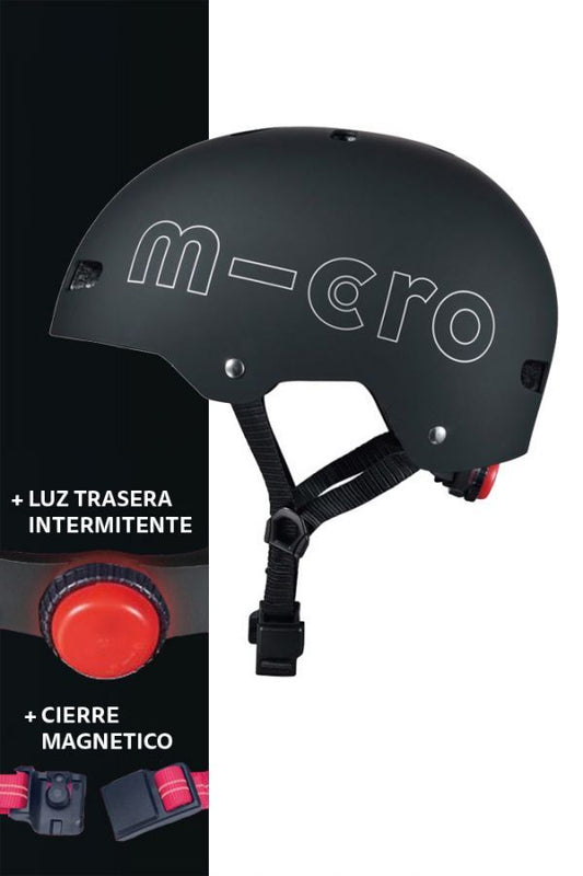 CASCO NEGRO  luz LED