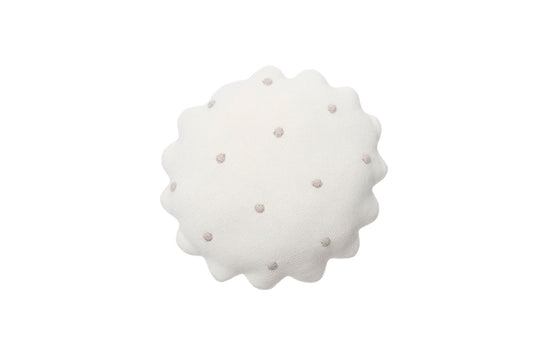 Cojín de punto Round Biscuit Ivory